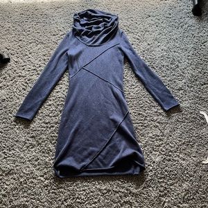 blue knit turtleneck athleta dress